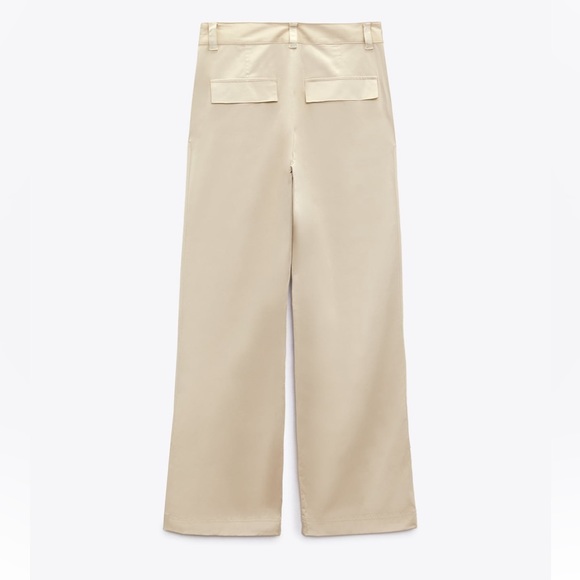 Zara NWOT satin straight leg pocket front cargo pants - Picture 4 of 5